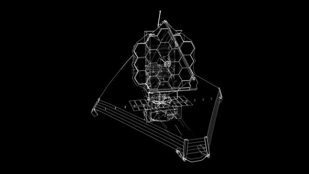 Animated drawing of the James Webb telescope