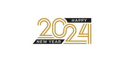 Happy New Year 2024 text design. for Brochure design template, card, banner. Vector illustration.