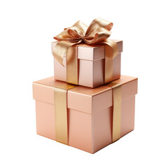 Rose gold gift box mockup isolated on transparent background,transparency 
