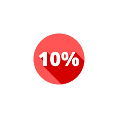 10 percent sale button icon isolated on transparent background