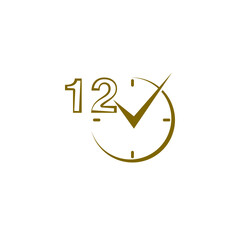 12 hour clock icon isolated on transparent background