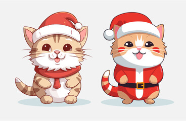 Cat with Santa Claus dress - Vector illustration