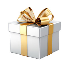 silver and gold gift box mockup isolated on transparent background,transparency 