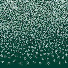Falling letters of English language. Chalk sketch flying words of Latin alphabet. Foreign languages study concept. Unique back to school banner on blackboard background.