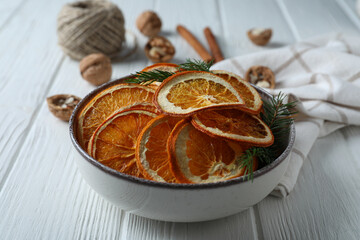Dried orange, concept of delicious dried fruit