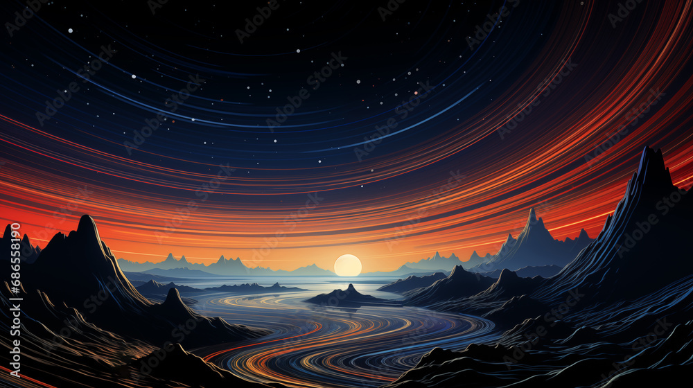 Canvas Prints looking at the vast space creative illustration,created with generative ai tecnology.