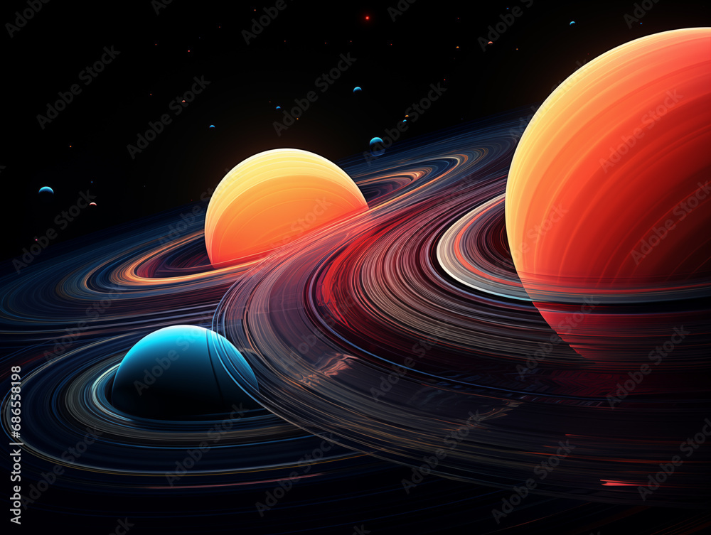 Canvas Prints creative illustration of universe planet,created with generative ai tecnology.
