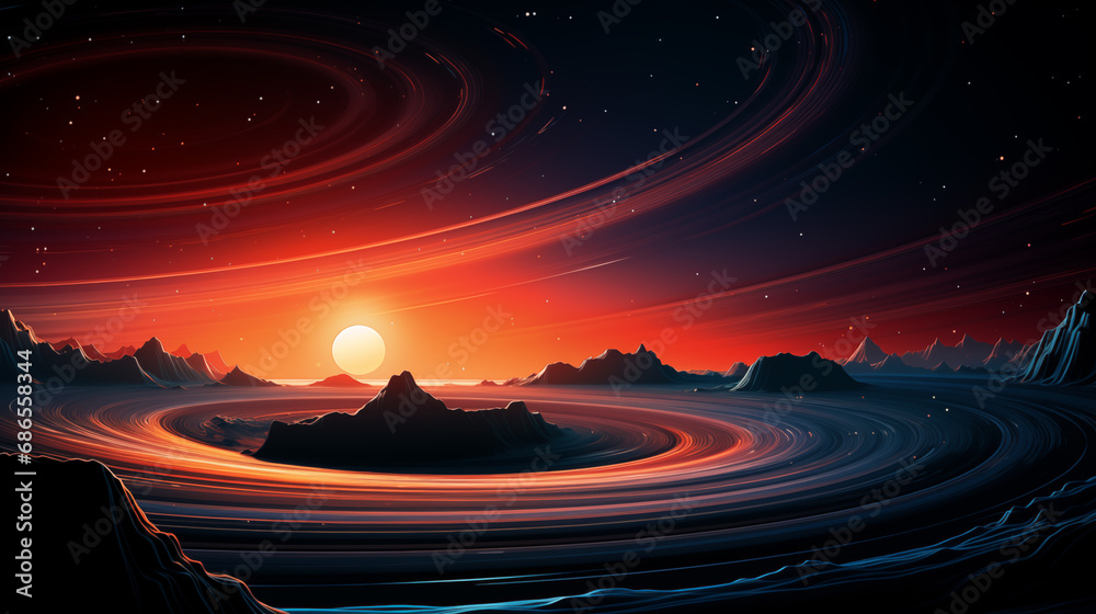 Canvas Prints looking at the vast space creative illustration,created with generative ai tecnology.