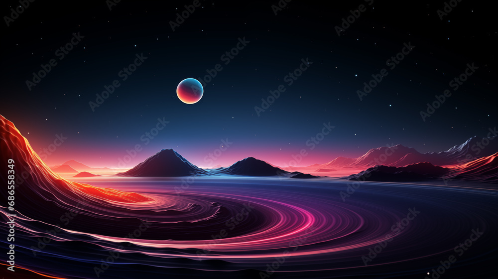 Canvas Prints looking at the vast space creative illustration,created with generative ai tecnology.