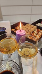 candles and romantic dinner 