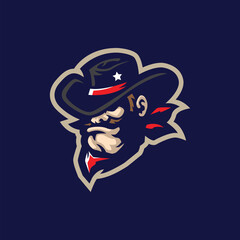 Cowboy mascot logo design vector with modern illustration concept style for badge, emblem and t shirt printing. Cowboy head illustration.