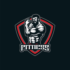 Fitness mascot logo design vector with modern illustration concept style for badge, emblem and t shirt printing. Fitness illustration concept.