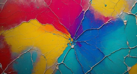 Colorful Cracked Paint On Wall Abstract Wallpaper