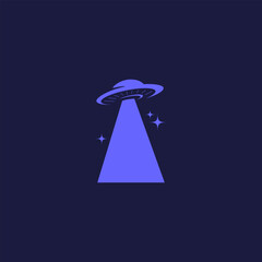simple UFO logo design. Vector illustration of a red grill with fire. modern logo design vector © ammera