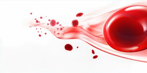 Red Blood Cells Gracefully Float in the Air Against a Clean White Background