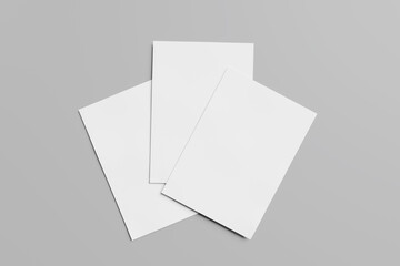 Blank portrait mock-up paper. brochure magazine isolated on gray, changeable background / white paper isolated on gray - obrazy, fototapety, plakaty