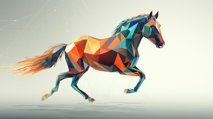 Horse run with Low polygon line triangles