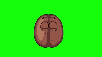 coffee bean cartoon emoji with a kiss expression, loop animation