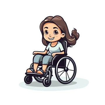 a cartoon of a girl in a wheelchair