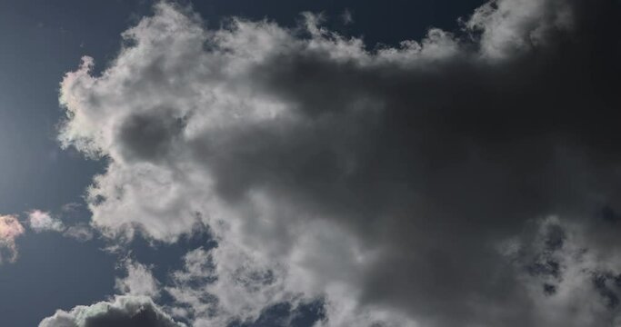 clouds in the blue sky in cloudy windy weather, beautiful clouds of different sizes in the spring sky