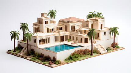 Fototapeta na wymiar miniature model of a luxury hotel in the beach