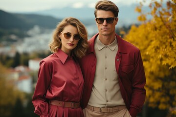 Stylish young couple in nature