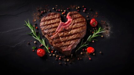 Grilled steak heart shaped concept valentine's day