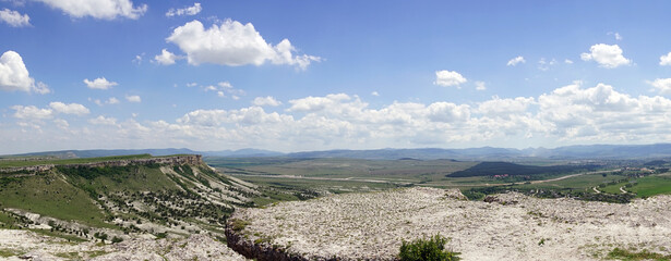 Panorama of a mountain landscape. White Rock, Crimea