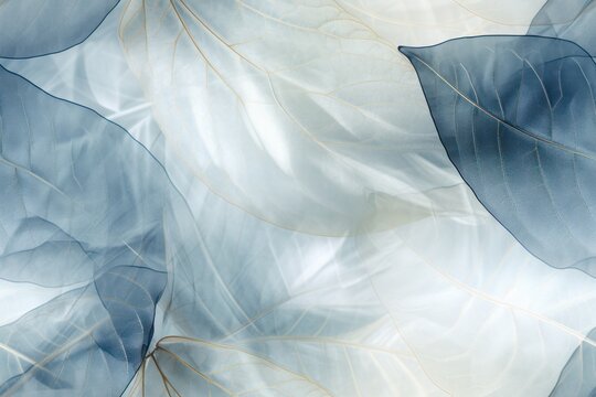 abstract digital background with stylized lightweight semi-transparent silver leaves 