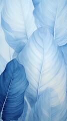 abstract digital background with stylized lightweight semi-transparent light-blue leaves 