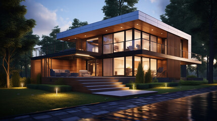 Fototapeta premium modern house new construction exterior