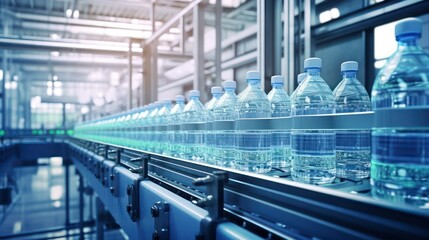 bottles of water in a row factory processed