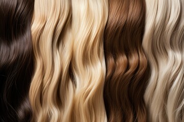 Fototapeta premium strands of natural, long hair in various natural colors.