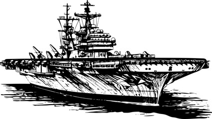 Aircraft carrier vintage sketch