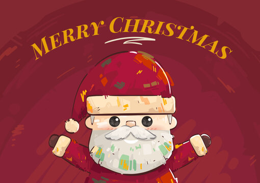 Merry Christmas santa with hand paint style