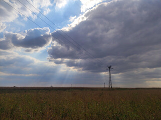 Obraz premium rural landscape in Vojvodina with cloudy sky