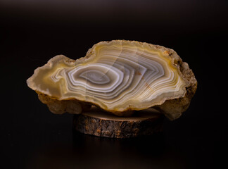 mineral agate on a black background
