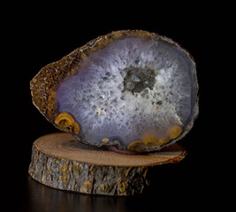 mineral agate on a black background