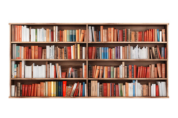 Bookshelf Elegance Isolated on Transparent Background. Ai