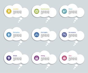 Infographics with Digital Service theme icons, 10 steps. Such as comparison, accounting, progress chart, digital key and more.