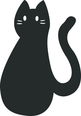 Cute Black Cat Illustration 