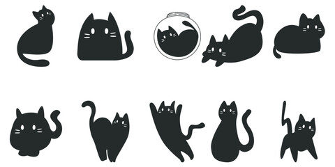 Cute Black Cat Illustration 