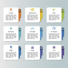 Fototapeta premium Infographics with Digital Service theme icons, 10 steps. Such as comparison, accounting, progress chart, digital key and more.