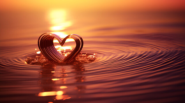 Heart in a water layer Valentines Day Special Generative AI - Powered by Adobe