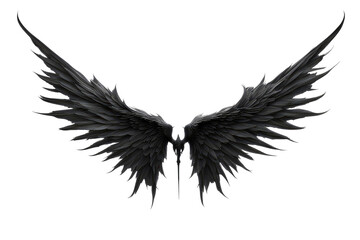 a high quality stock photograph of a single demon wings seperated from each other isolated on a white background - obrazy, fototapety, plakaty