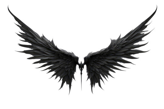 a high quality stock photograph of a single demon wings seperated from each other isolated on a white background