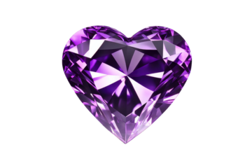 a high quality stock photograph of a single purple diamond heart isolated on a white background