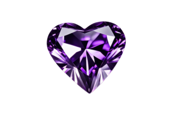 a high quality stock photograph of a single purple diamond heart isolated on a white background