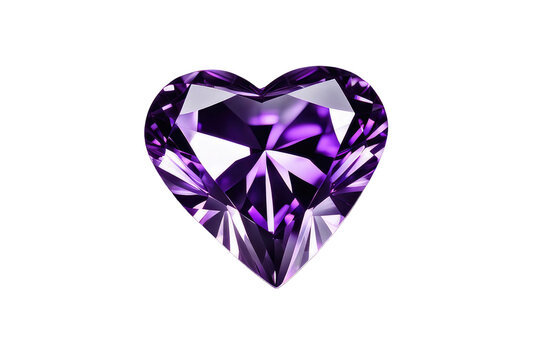 a high quality stock photograph of a single purple diamond heart isolated on a white background