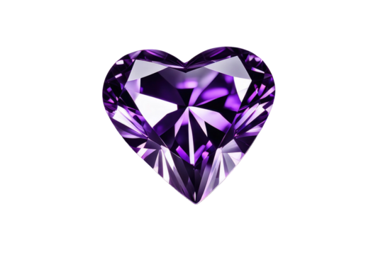 a high quality stock photograph of a single purple diamond heart isolated on a white background